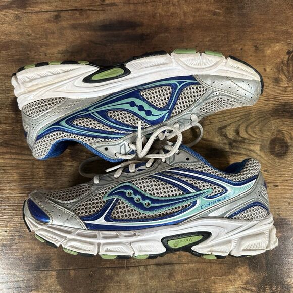 Size 7 - Saucony Cohesion 7 Gray Blue White Green Royal 15181-5 USED SHIPS ASAP - Picture 4 of 7